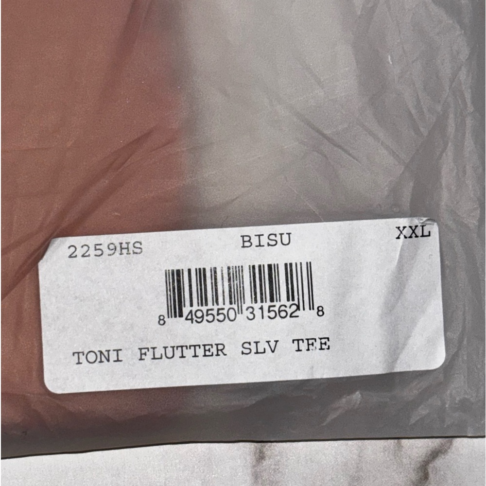 NATION LTD | TONI FLUTTER SLEEVE TOP IN PINK ROSE GOLD BISOU | XXL - Picture 3 of 5